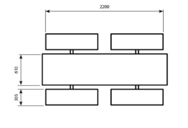 8 Seater Bench 2D